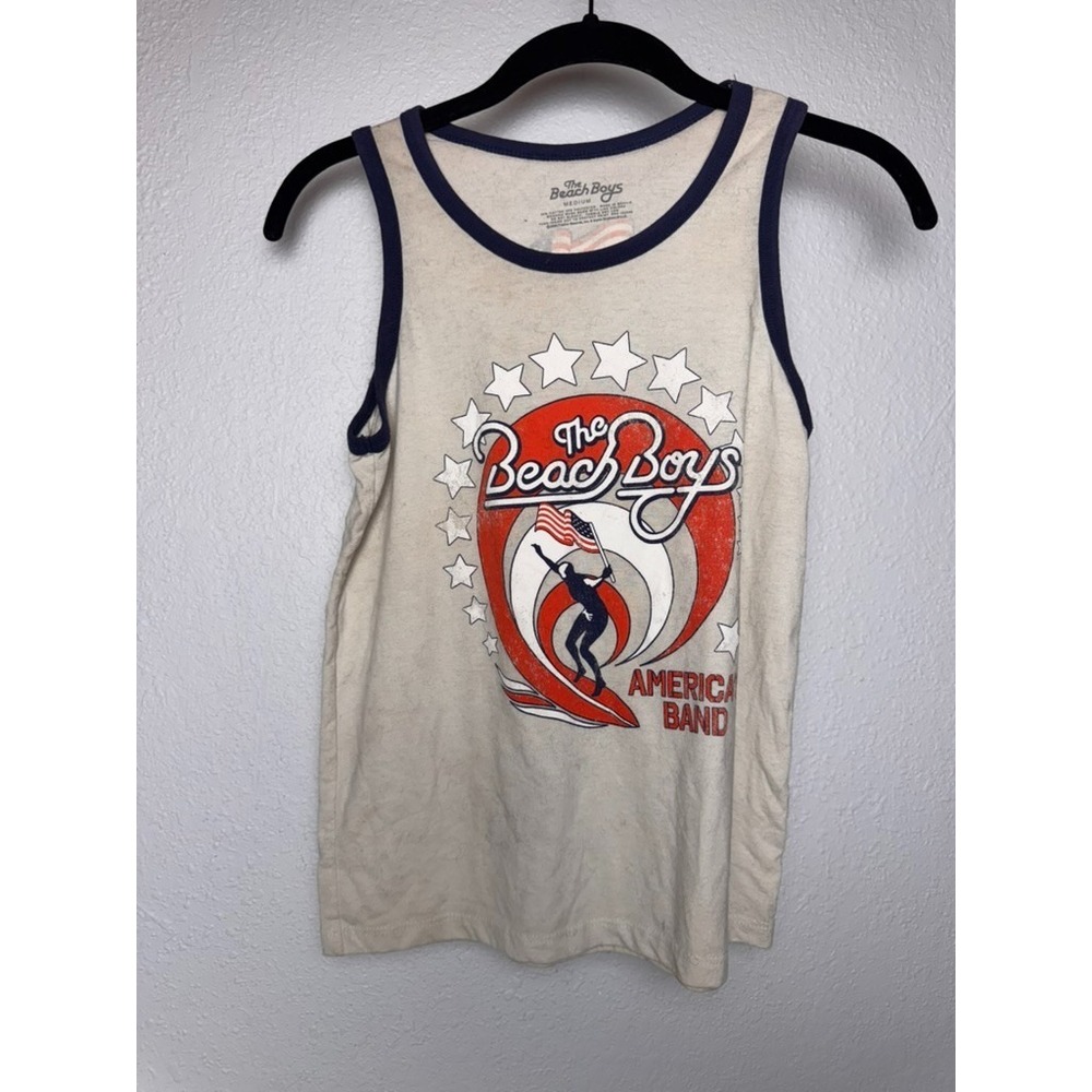 The Beach Boys American Band Tour Tank Top Women's M White Short Edgy Beach